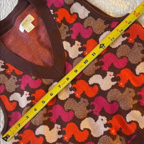 Colorful Squirrel Pattern Knit Vest by Maeve for Anthropologie. XS - Picture 5 of 6